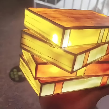 Marveine Mosaic Table Lamp with Stacked Books Design