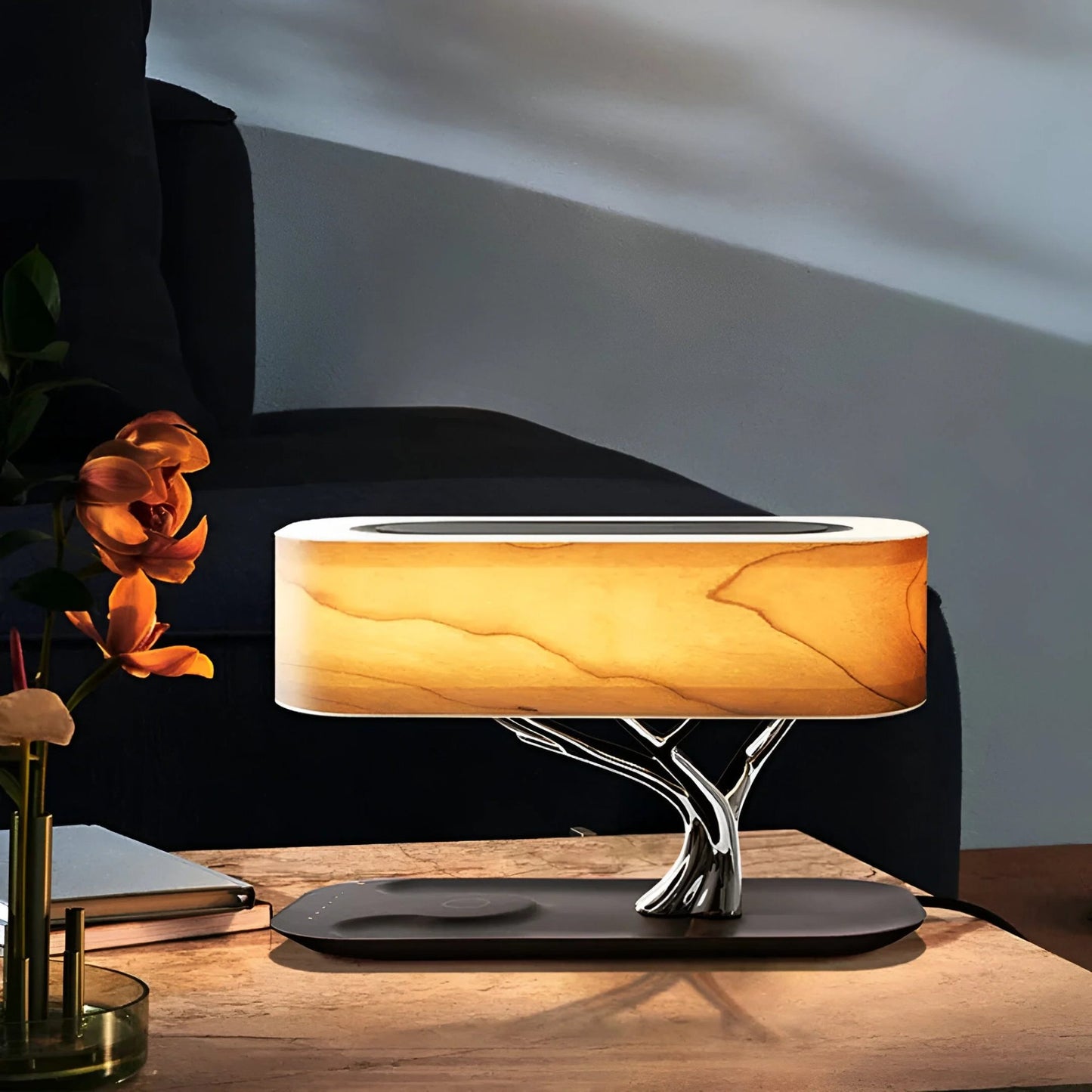 Marveine Table Lamp with Built-in Speaker and Wireless Charger